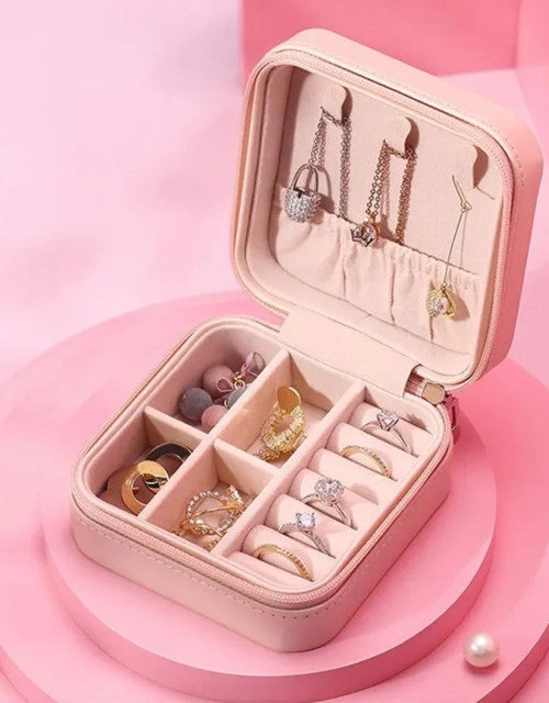Compact Luxury Jewelry Organizer – Travel-Friendly PU Leather Case