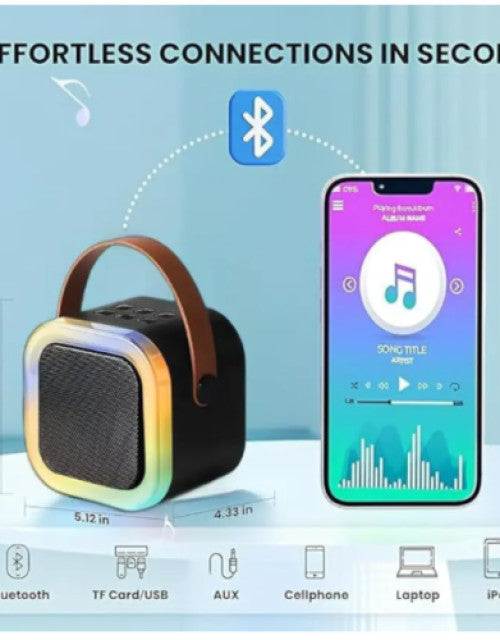 Premium Wireless Karaoke Mic with Bluetooth Speaker | Stunning RGB Lights | 8W Stereo Party Sound (Multicolor)